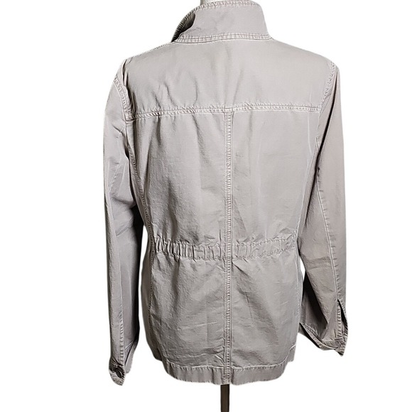 J Crew 100% Cotton Utility Cargo Jacket Tan color Pockets Size Large - Picture 3 of 8